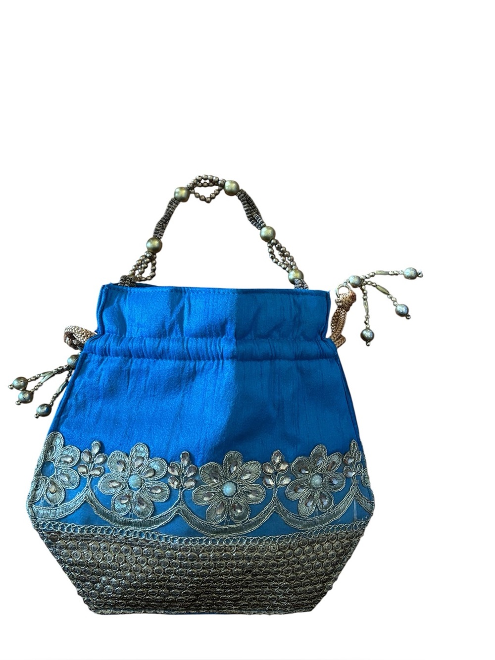 Brand New: Tanjore 100% Silk Embroidered Potli Bag